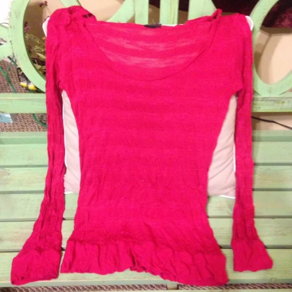 Juniors berry colored long sleeve tee